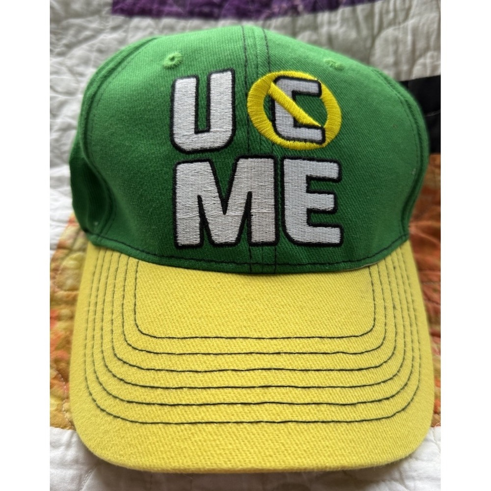 WWE John Cena Hat Mens Green Yellow Strapback  U Can't C Me WWF Earn The Day